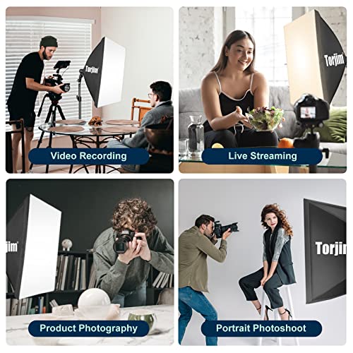 Torjim Softbox Photography Lighting Kit, Professional Photo Studio Lighting with 2x27x27in Soft Box | 2X 85W 3000-7500K E26 LED Bulb,Continuous Lighting Kit for Video Recording, Portraits Shooting