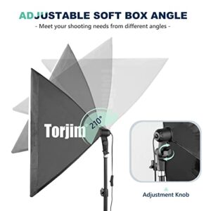 Torjim Softbox Photography Lighting Kit, Professional Photo Studio Lighting with 2x27x27in Soft Box | 2X 85W 3000-7500K E26 LED Bulb,Continuous Lighting Kit for Video Recording, Portraits Shooting