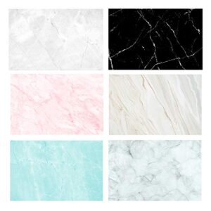 flat lay marble backdrops set 3pcs 34x21inches/54x84cm food photography photoshoot background double sided marble for photo studio jewelry tabletop blogger pictures props, 6 patterns