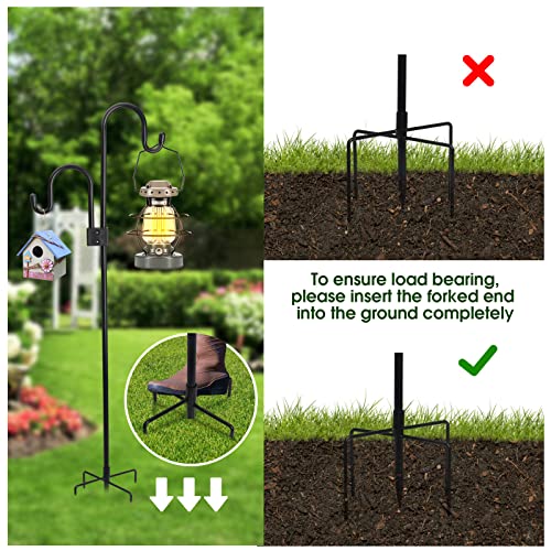 KETIEE Shepherds Hooks for Outdoor, 75 Inch Heavy Duty Bird Feeder Pole with 5 Prongs Base, Adjustable Garden Hooks for Hanging Plant, Lantern, Holiday Decorations, Hummingbird Feeder