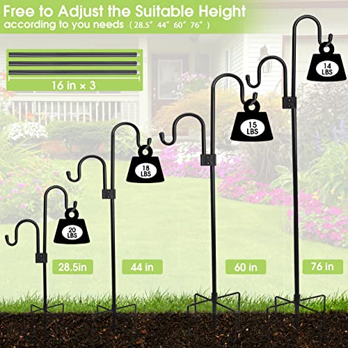 KETIEE Shepherds Hooks for Outdoor, 75 Inch Heavy Duty Bird Feeder Pole with 5 Prongs Base, Adjustable Garden Hooks for Hanging Plant, Lantern, Holiday Decorations, Hummingbird Feeder