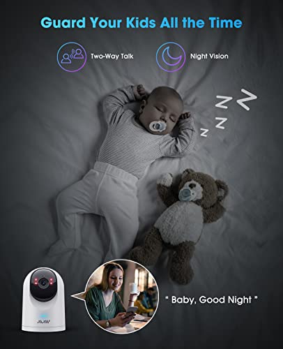 Security Camera for Baby Monitor, 2K Wi-Fi Cameras for Home Security, Indoor Camera Wireless with Phone APP, 2-Way Audio, Motion Detection, Night Vision