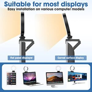 FDKOBE Webcam Lighting,Ring Light for Laptop/Computer,Zoom Call Lighting,4''Small Video Conference Lighting with Webcam Style Mount and Tripod,3 Light Modes&10 Brightness Levels,Selfie 3000k