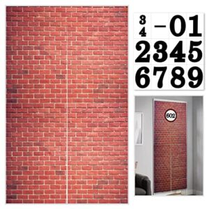 brick wall party backdrop, red brick wall backdrop for magical wizard wall decoration, kids birthday wizard school party supplies, halloween door curtains decoration (red)