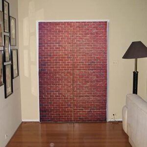 Brick Wall Party Backdrop, Red Brick Wall Backdrop for Magical Wizard Wall Decoration, Kids Birthday Wizard School Party Supplies, Halloween Door Curtains Decoration (Red)