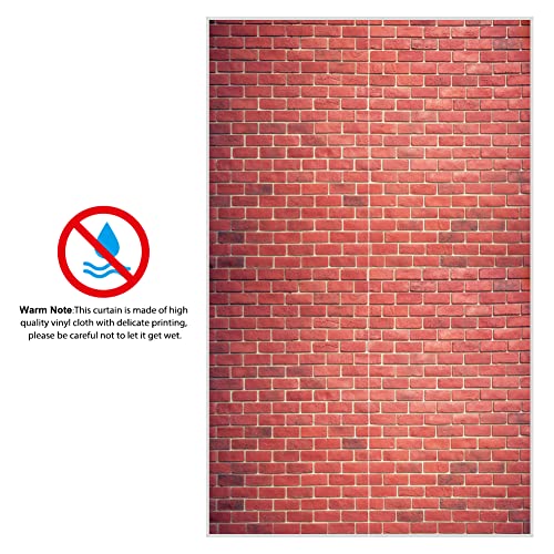 Brick Wall Party Backdrop, Red Brick Wall Backdrop for Magical Wizard Wall Decoration, Kids Birthday Wizard School Party Supplies, Halloween Door Curtains Decoration (Red)