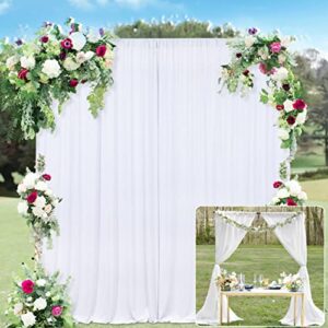 10x10ft white backdrop curtains for parties – white wedding backdrop for baby shower birthday photo home party curtains backdrop 5x10ft 2 panels, one size