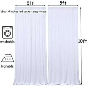 10x10FT White Backdrop Curtains for Parties - White Wedding Backdrop for Baby Shower Birthday Photo Home Party Curtains Backdrop 5x10FT 2 Panels, One size