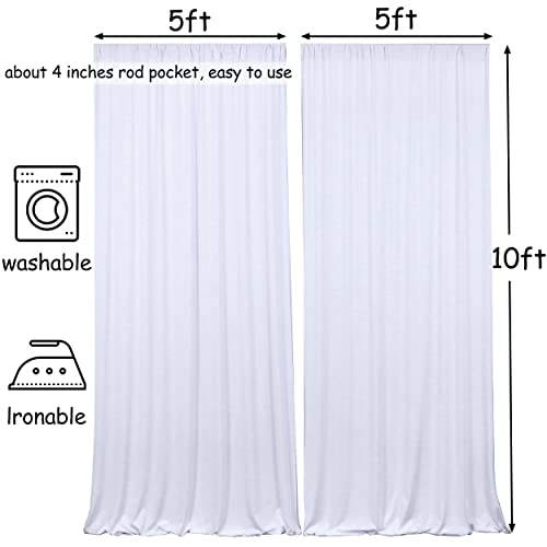 10x10FT White Backdrop Curtains for Parties - White Wedding Backdrop for Baby Shower Birthday Photo Home Party Curtains Backdrop 5x10FT 2 Panels, One size