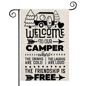zjxhpo welcome to our camper garden flag camping gift outdoor yard house banner home lawn welcome (welcome to camper)