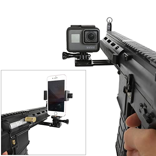 PellKing Gun Picatinny Rail Mount Crossbow Clamp Holder Rifle Hunting POV/VLOG Adapter for Smartphone GoPro Hero 10 9 8 7 6 5 4,DJI Osmo Action 2, Insta360 One RS R,Akaso Sport Cameras Accessories