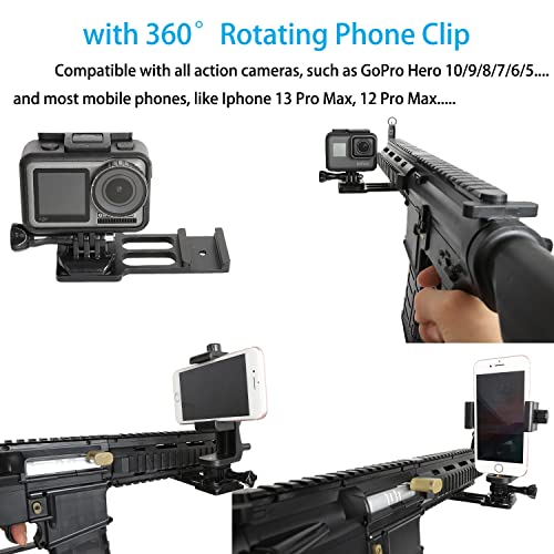 PellKing Gun Picatinny Rail Mount Crossbow Clamp Holder Rifle Hunting POV/VLOG Adapter for Smartphone GoPro Hero 10 9 8 7 6 5 4,DJI Osmo Action 2, Insta360 One RS R,Akaso Sport Cameras Accessories