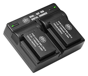 bm premium 2-pack of lp-e12 batteries and usb dual battery charger for canon eos-m, eos m2, eos m10, eos m50, eos m50 mark ii, eos m100, eos m200, sx70 hs, rebel sl1 digital cameras