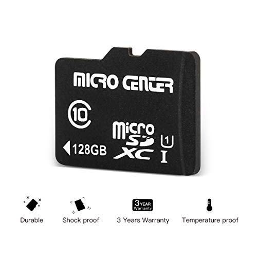 Micro Center 128GB Class 10 MicroSDXC Flash Memory Card with Adapter for Mobile Device Storage Phone, Tablet, Drone & Full HD Video Recording - 80MB/s UHS-I, C10, U1 (1 Pack)