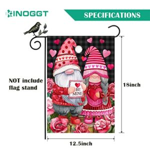 Valentines Day Garden Flag, Garden Flags for Outside 12x18 Double Sided Yard Flags Gnome Valentines Garden Flag Outdoor Holiday Garden Flag Funny Burlap Valentine Lawn Flags Seasonal Decor