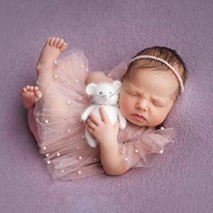 pink lace newborn photography outfits girl newborn photography props pearl lace rompers newborn girl lace romper photoshoot outfits baby photo props (short sleeve, pink, 0-2months)