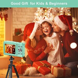 Digital Camera, FHD 1080P Digital Camera for Kids Video Camera with 32GB SD Card 16X Digital Zoom, Compact Point and Shoot Camera Portable Small Camera for Teens Students Boys Girls Seniors(Green)