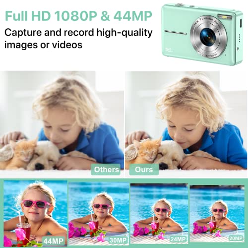 Digital Camera, FHD 1080P Digital Camera for Kids Video Camera with 32GB SD Card 16X Digital Zoom, Compact Point and Shoot Camera Portable Small Camera for Teens Students Boys Girls Seniors(Green)