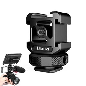 ulanzi pt-12 camera hot shoe extension bracket with triple cold shoe mounts for microphone led video light, 1/4” screw for magic arm, aluminum shoe mount compatible with nikon canon sony cameras