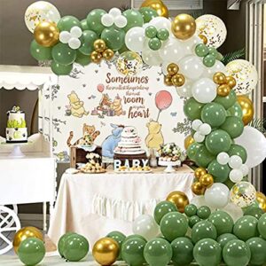 Classic Bear Backdrop 1st Birthday Cartoon Animal Honey Bear Forest Friends Photography Background Boy Girls Newborn Party Decorations Supplies Cake Table Banner 7x5FT, 7x5FT(210x150cm)