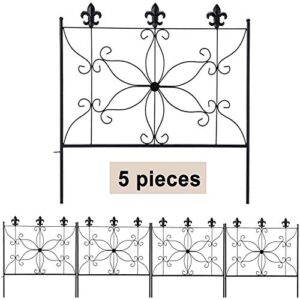mixxidea garden fence animal barrier decorative border fencing 24.2 in x 10ft, black – 5 pieces