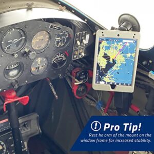 PIVOT Single Suction Cup Mount - Curved Arm - Supports Multi-Angle Display and Viewing - for Professional Pilots, General Aviation