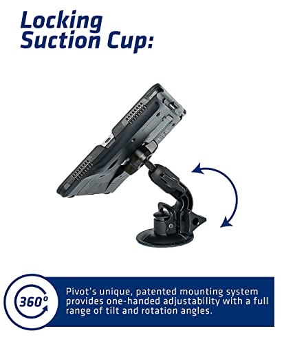 PIVOT Single Suction Cup Mount - Curved Arm - Supports Multi-Angle Display and Viewing - for Professional Pilots, General Aviation