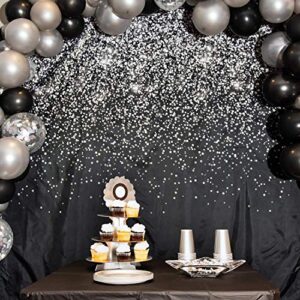 Black and Silver Photo Booth Backdrop - Perfect Party Decoration for Graduation, Birthday, Christmas, New Years, Bachelorette, Weddings, Prom | Gatsby Photo Booth | Measures 6ft x 6ft