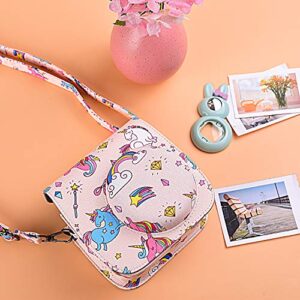 Protective & Portable Case Compatible with fujifilm for instax Mini 11/9 /8/8+ Instant Film Camera with Accessory Pocket and Adjustable Strap - Rainbow&Unicorn by SAIKA