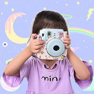 Protective & Portable Case Compatible with fujifilm for instax Mini 11/9 /8/8+ Instant Film Camera with Accessory Pocket and Adjustable Strap - Rainbow&Unicorn by SAIKA