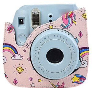 Protective & Portable Case Compatible with fujifilm for instax Mini 11/9 /8/8+ Instant Film Camera with Accessory Pocket and Adjustable Strap - Rainbow&Unicorn by SAIKA