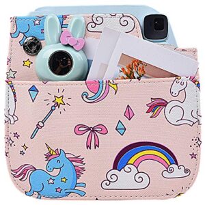 Protective & Portable Case Compatible with fujifilm for instax Mini 11/9 /8/8+ Instant Film Camera with Accessory Pocket and Adjustable Strap - Rainbow&Unicorn by SAIKA