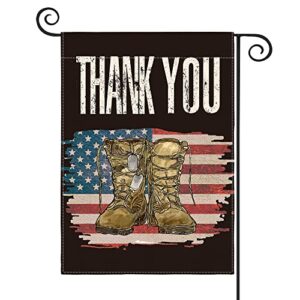 avoin colorlife memorial day thank you garden flag 12×18 inch double sided outside, military soldiers boots american flag patriotic veteran yard outdoor flag