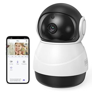 zjx pet camera with phone app, indoor home security camera for pet, with ai tracking, night vision, compatible with alexa, 2-way audio, white