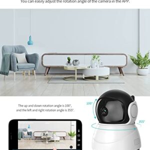 ZJX Pet Camera with Phone App, Indoor Home Security Camera for Pet, with AI Tracking, Night Vision, Compatible with Alexa, 2-Way Audio, White