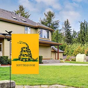 Jayus 2 Ply Embroidered Gadsden Snake Garden Yard Flag 12.5x18- Double Sided Nylon Dont Tread On Me Garden Flags Banners- Libertarian Garden Flag with Vivid Powerful Snake