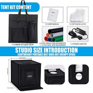 ZKEEZM Light Box Photography 20"x20" with 6000-6500K Dimmable Picture Box Shooting 80LED Lights and 6 Color Backdrops Photo Box with Lights Foldable Light Box with Adjustable Brightness