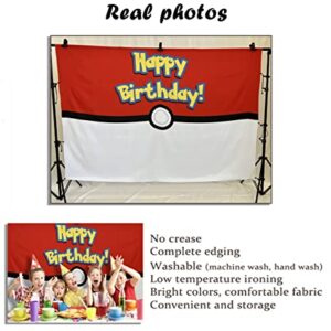 7X5ft Cartoon Video Game Birthday Photography Backdrops Magical Pet Red and White Ball Photo Background Party Table Banner Back Drop Decor