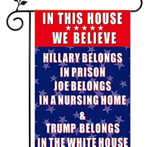 NUFR Burlap Pro Trump 2024 Anti Biden Republican Small Funny Outdoor Garden Decoration Flags 12X18 inches Double-Sided Flag for Lawn and Yard