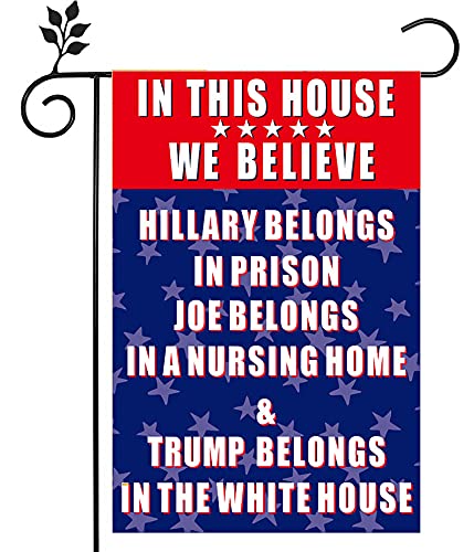 NUFR Burlap Pro Trump 2024 Anti Biden Republican Small Funny Outdoor Garden Decoration Flags 12X18 inches Double-Sided Flag for Lawn and Yard