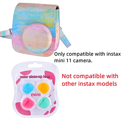 Sunmns Accessories Bundle Kit Set Compatible with Fujifilm Instax Mini 11 Instant Camera, Accessory Include Case, Album, Film Stickers, Desk Frames, Paper Frame, Filters, Strap (Rainbow)