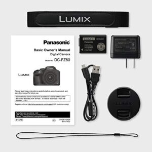 Panasonic LUMIX FZ80 4K Digital Camera, 18.1 Megapixel Video Camera, 60X Zoom DC VARIO 20-1200mm Lens, F2.8-5.9 Aperture, Power O.I.S. Stabilization, Touch Enabled 3-Inch LCD, Wi-Fi, DC-FZ80K (Black)