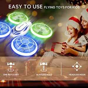 Heygelo S60 Drones for Kids, Mini Drone with LED Lights for Beginners, RC Quadcopter with Altitude Hold and Headless Mode, Full Propeller Protect, 3D Flips, 2 Batteries, Toys Gifts for Boys Girls