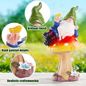 Free Yoka Funny Gnomes Garden Decor, Outdoor Patio Sculptures Statues Ornaments Welcome Sign for Yard Lawn Miniature Mushroom Accessories Figurine Home Decorations Set of 2