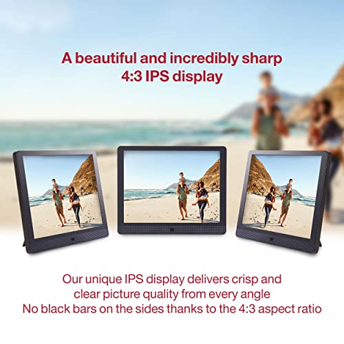 Pix-Star 15 inch WiFi Digital Picture Frame, Share Videos and Photos Instantly by Email or App, Motion Sensor, IPS Display, Effortless One Minute Setup, Highly Giftable