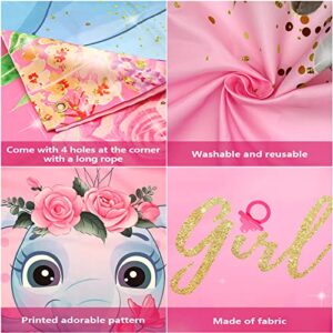 Girl Baby Shower Decorations It's a Girl Baby Shower Backdrop Pink Elephant Baby Shower Banner Floral Background Decorations for Baby Girl Baby Shower Party Supplies Birthday Photo Booth Props