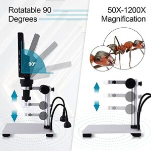 XClifes 7' Digital USB Microscope, 1080p HD Microscope, 1200X Camera Sensor, Wired Remote Control, 10LED Light, Adult Electronic Microscope, Compatible with Windows/Mac OS