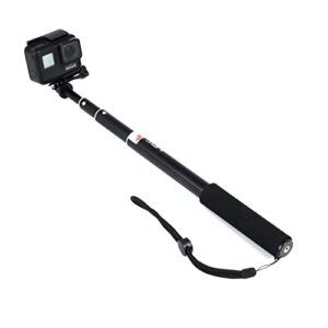 HSU Extendable Selfie Stick for Action Camera，Waterproof Hand Grip for GoPro Hero 11/10/9/8/7, Handheld Monopod 6.5" to 26.4" Compatible with Cell Phones, AKASO Campark and Other Action Cameras