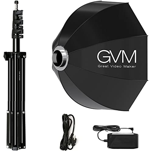 GVM 80W Photo Studio Lighting Kit, LED Video Light with Bowen Mount 23.6" Softbox, Tripod Stand, Continuous Output Daylight 5600K Lights for Photography