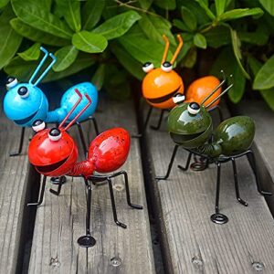 yurruon metal craft ant yard decor 4pcs ant metal sculpture garden ant decoration hanging wall garden lawn decoration indoor and outdoor colorful and loving insects sculptures